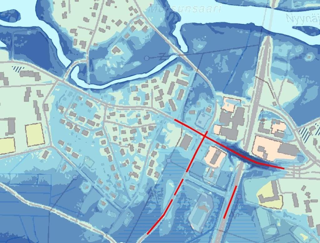 Teiden korottaminen Kommentit Mallinnettava minne vesi leviää, jos tie korotetaan Suojaavat taloja kastumiselta Liikennöitävyys asuntoihin ja maatiloille säilyy Saattaa pahentaa tulvatilannetta