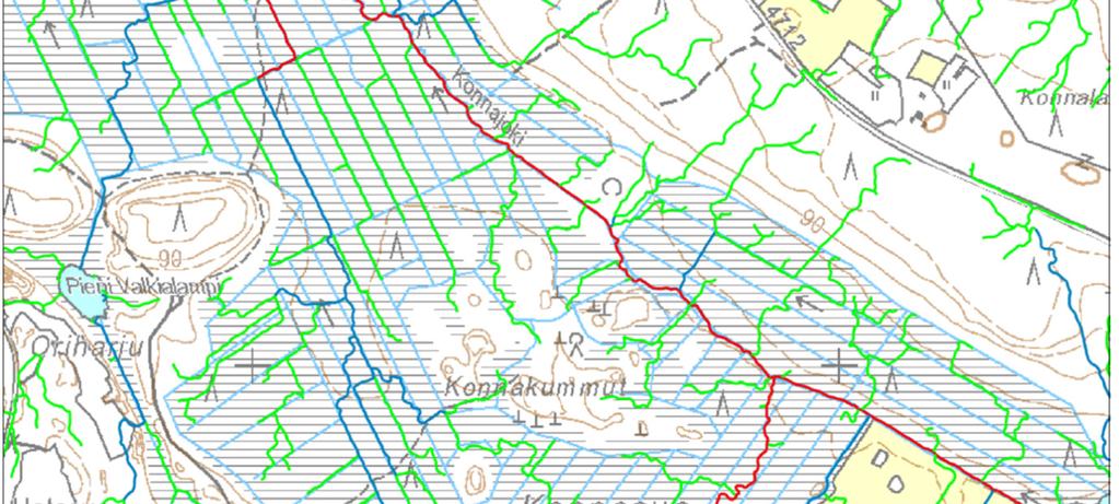 vesi tulee. Tätä kuvausta voidaan hyödyntää vastaavalla tavalla kuin metsäkeskuksenkin aineistoa mietittäessä, millaisia vesiensuojelurakenteita kulloinkin käytetään.