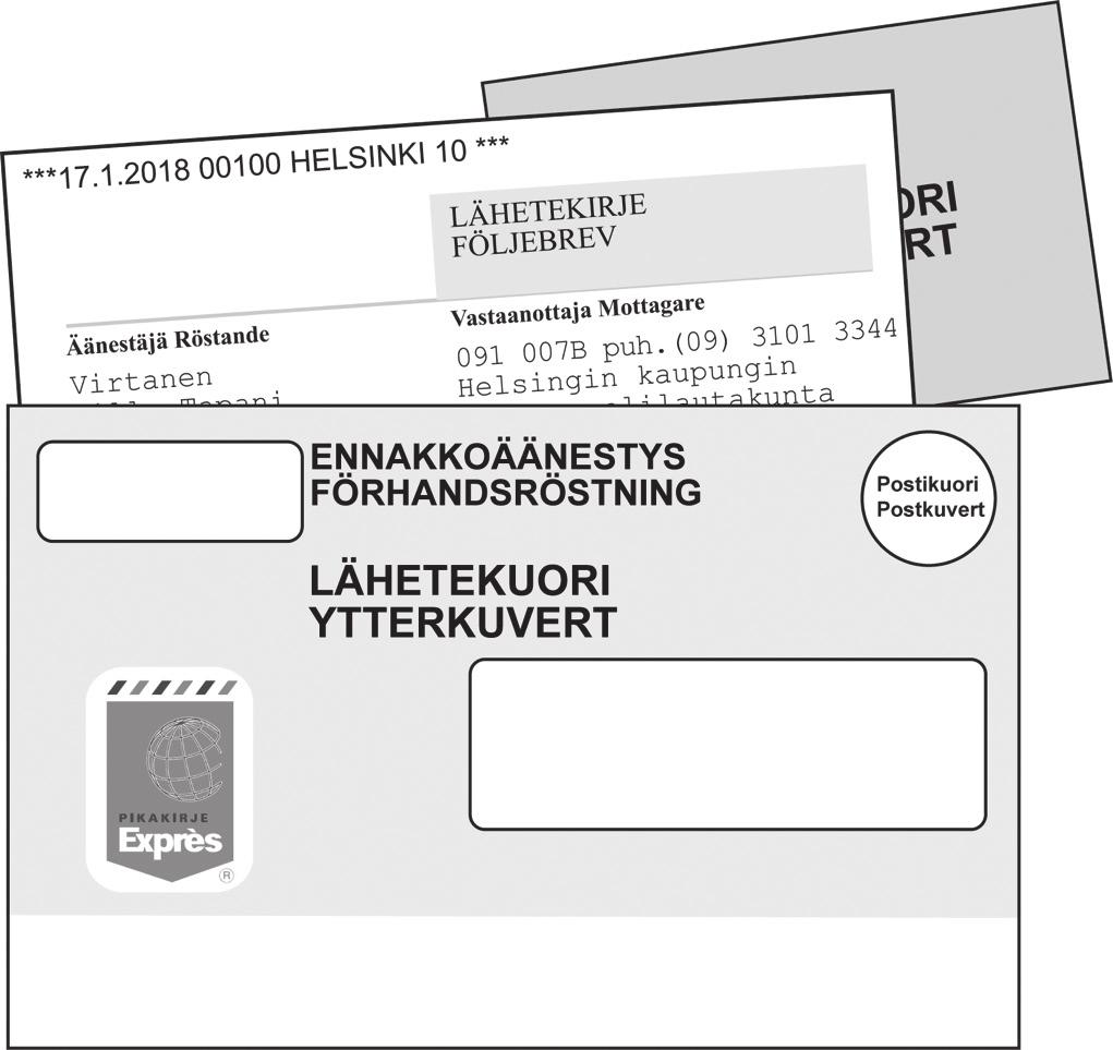 40 Vaihe 5: Lähetekirjeen ja vaalikuoren sulkeminen lähetekuoreen -Sulje vaalikuori ja lähetekirjelomake tai vaalikuori ja ilmoituskortti keltaiseen lähetekuoreen Vaalitoimitsija sijoittaa