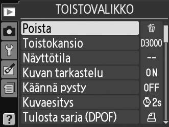 4 Siirrä kohdistin valittuun valikkoon. Siirrä kohdistin valittuun valikkoon painamalla 2. 5 Korosta valikon kohta. Korosta valikon kohta painamalla 1 tai 3.