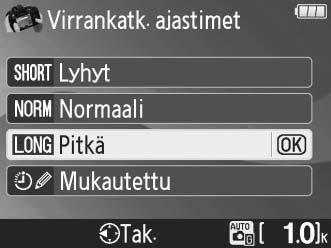 Akun ilmaisin (0 17) Kuvaustila: Kuvaustilan kuvakkeen päälle ilmestyy opastilan ilmaisin.