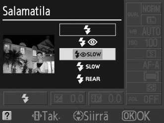 Salamatila Salamatilan valinta: 1 Siirrä kohdistin tietonäyttöön. Jos kuvaustiedot eivät näy näytössä, paina R-painiketta. Siirrä kohdistin tietonäyttöön painamalla P-painiketta.