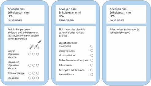 KUVA 2. Esimerkki luotettavasti osoitetun pätevyyden sähköisestä arviointipohjasta (21). mahdollista arvioida.