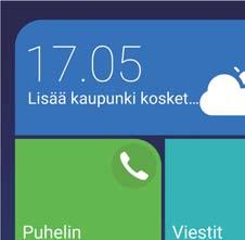Näyttö ja ruutu 3 Yksinkertaisella aloitusnäytöllä voit: Koskettaa sovelluskuvakkeita avataksesi ne. Koskettaa ja pitää kuvaketta pohjassa päästäksesi aloitusnäytön muokkaustilaan.