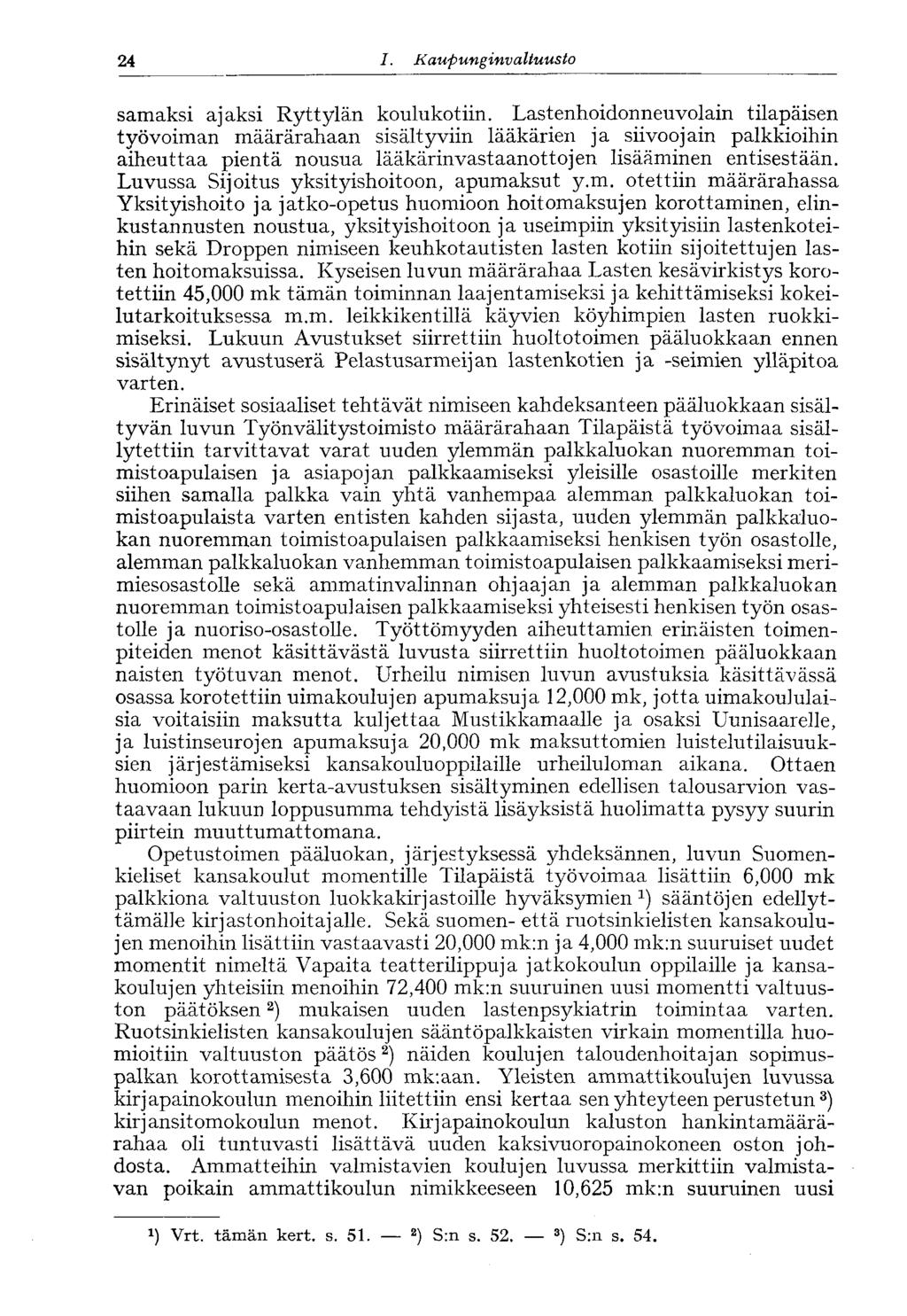 24 I. Kaupunginvaltuusto samaksi ajaksi Ryttylän koulukotiin.