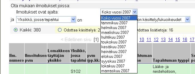 1(6) Tietojen haku ja raportit Lista- ja Raportti-sivulla on mahdollisuus selata tietokannassa olevia tapahtumia ja poimia tarkasteluun tietyntyyppiset tapahtumat.