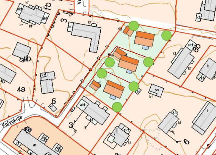 k-m2 kukin Tre hus á 166 m2-vy Alustava luonnos. / Förberedande utkast. MITÄ SUUNNITELLAAN?