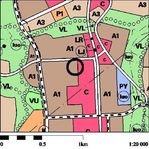 (Kv 7..007) alue on tehokkaan asumisen aluetta (A). Alueelle saa rakentaa ensisijaisesti asuinkerrostaloja.