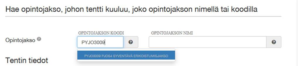 Henkilökohtaisen tentin laatiminen ja arviointi Henkilökohtaisen tentin voit osoittaa tietylle opiskelijalle tai opiskelijoille. Tentti EI tule näkyville Nettipsuun.