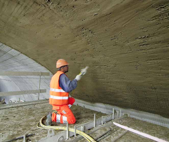 PALOSUOJALAASTI TUNNELEILLE Sikacrete -213 F ja Sikacrete -223 F: Ruiskutettava palosuojalaasti betonille Tunnelipalossa betoni voi altistua äärimmäisille lämpötiloille lyhyessä ajassa.