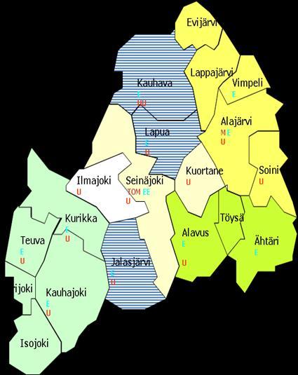 Maakunnat Etelä-Pohjanmaa 19 kuntaa asukkaita 193 735 pääkirjastoja 19 sivukirjastoja 19 kirjastoautoja 13 Kirjastokimppoja 5: Lakia, Krannit, Oiva, Seitti