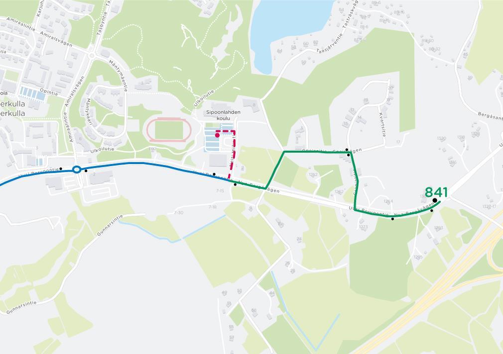 36 Linjat 785K, 841(N) Linjan 841 reittiä pidennetään kesäliikenteen alusta Söderkullasta Gneissitien ja Graniittitien kautta Hangelbyhyn. Muutos parantaa Pähkinälehdon kasvavan asuinalueen yhteyksiä.