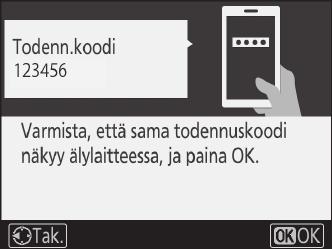 6 Kamera/älylaite: varmista, että kamera ja älylaite näyttävät saman kuusinumeroisen luvun.