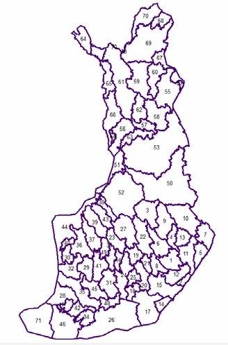 4.2 Maanpintamalli ja sen perusteella lasketut aineistot Maanpintamalli Aineistot on laskettu 71 vesienhoidon suunnittelualueen mukaisesti (kuva 5) ArcMap-työkaluilla Fill Dir Acc.