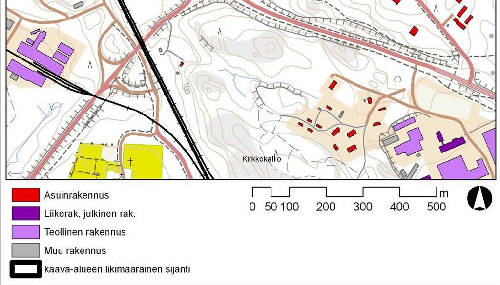 Kaava-alueen pohjoisosa rajautuu katualueisiin ja liittyy ympäristön rakennettuihin vyöhykkeisiin.