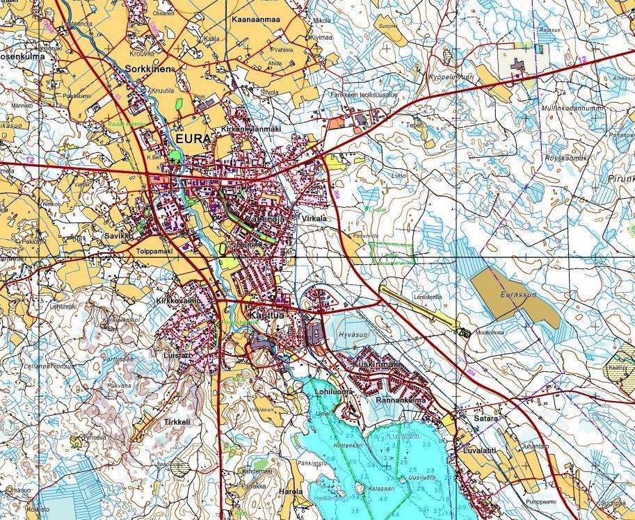 3 1. PERUS- JA TUNNISTETIEDOT 1.1. Tunnistetiedot Asemakaavan muutos koskee: Kunta Eura 50 Kylä Kauttua 406 Kortteli 902-926, 930-940, 950-969 ja 971-974 Asemakaavalla muodostuu: Kunta Eura 50 Kylä