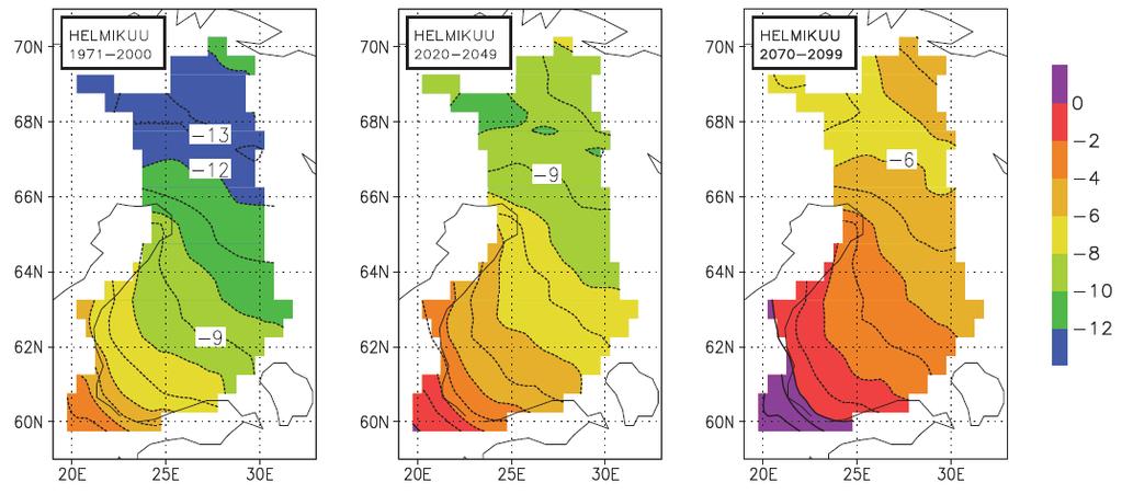 jotka Birch growing stock (m3/ha), (Sakari Tuominen, Metla) huomioivat ilmastonmuutoksen lisäksi paikalliset