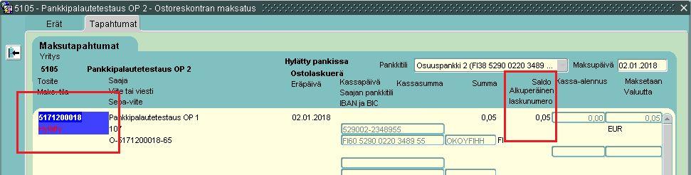 Kun hylkäyspalaute on jaeltu maksuerälle ja maksuaineisto halutaan lähettää uudelleen pankkiin, ei tarvitse tehdä muuta, kuin luoda hylätyistä laskuista UUSI maksuerä.