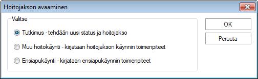 13 / 33 6. UUDEN HOITOJAKSON JA KOKONAISTARKASTUKSEN ALOITTAMINEN Uusi hoitojakso ja kokonaistarkastus aloitetaan hoitopuusta painamalla Kokonaistarkastus.