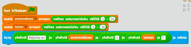 Liitä hello -sanan tilalle Skriptit -välilehden Tieto -osasta ensimmäinen -muuttuja.