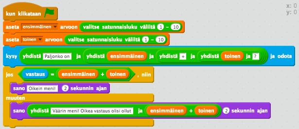 Lisää + -koodin tyhjiin kohtiin Skriptit -välilehden Tieto -kohdasta ensimmäinen ja toinen