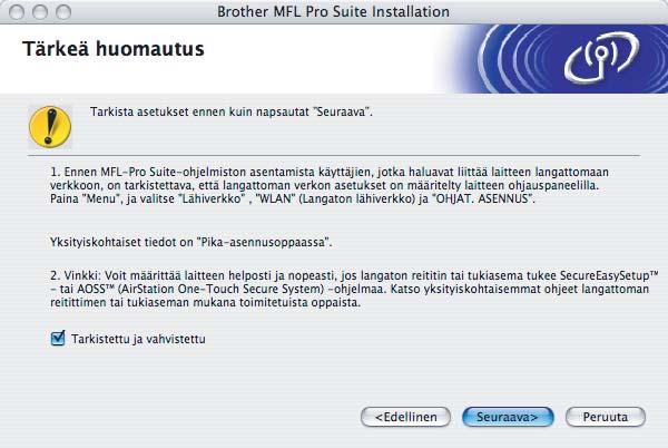 Ohjainten ja ohjelmien asentaminen Mac OS X 10.2.0-10.2.3 -käyttäjien on päivitettävä käyttöjärjestelmään Mac OS X 10.2.4 tai uudempi.