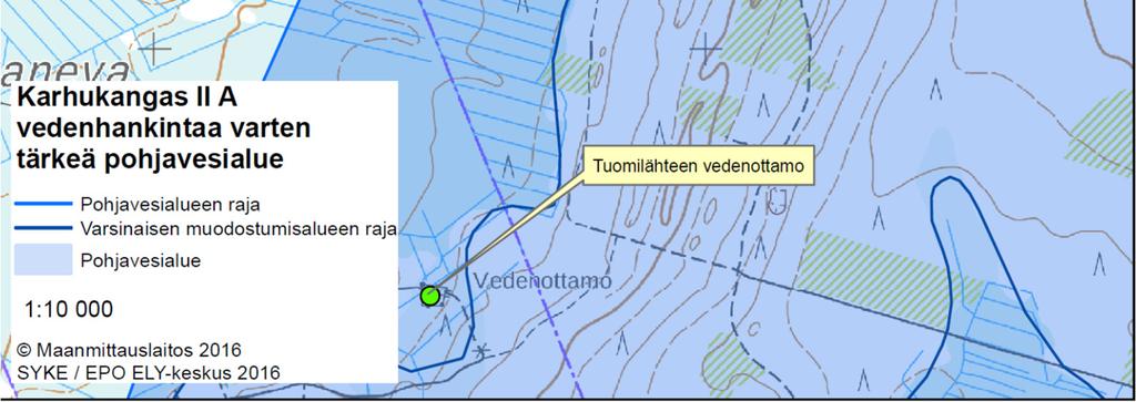 pohjavesialuerajauksen sisäpuolella.