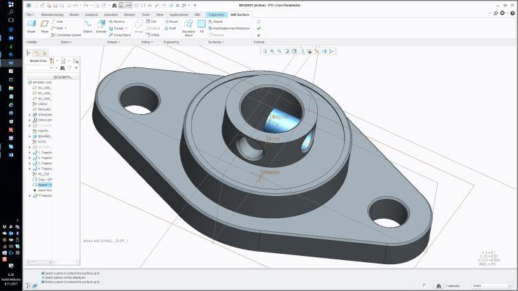 horisontal hole select csys z-pointing out