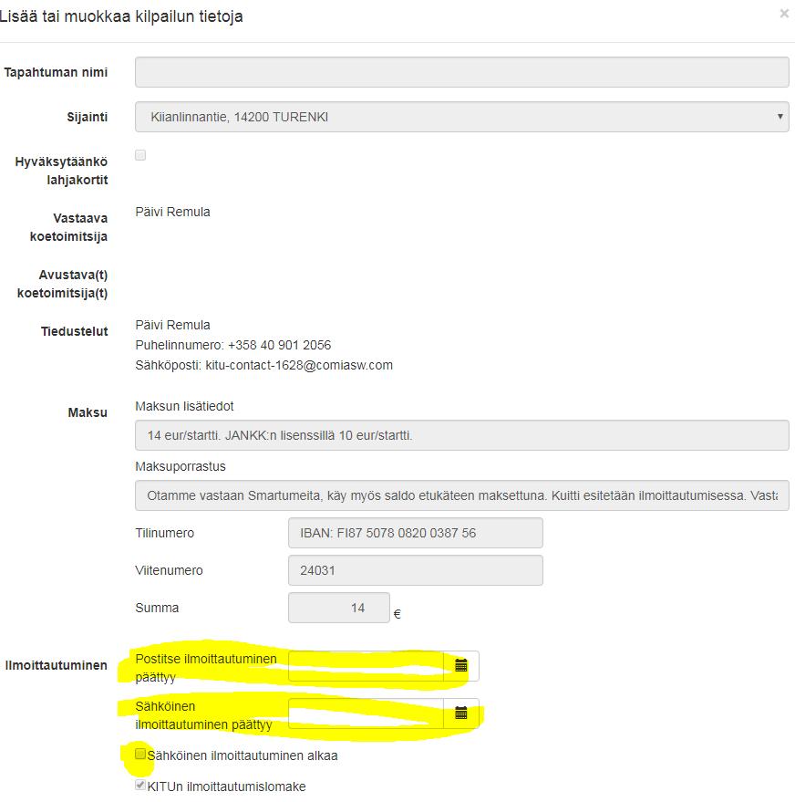 Syötä päivämäärät muotoa yyyy-kk-dd eli esim 2018-03-01 (maaliskuun 1.