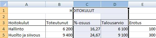 Excel 2013 Taulukon ulkonäön muotoilu 13 Sarakkeen/sarakkeiden