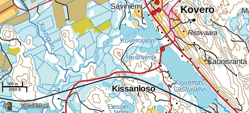 on vähän, eivätkä näkymät ulotu kovin pitkälle Kuva Laura Soosalu Sillan lähialueella on muutamia kiinteitä muinaisjäännöksiä Koveron kivikautinen