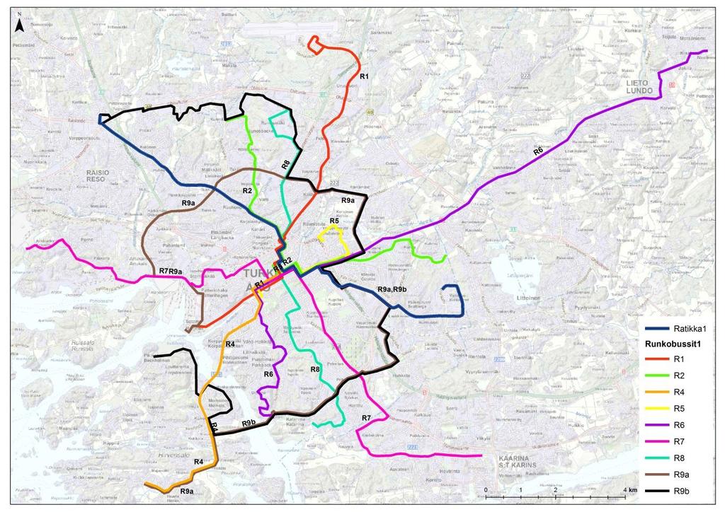 4 Kuva 2. Turun seudun runkobussilinjasto. Kuva 3.