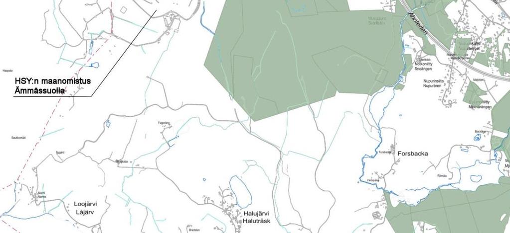 Ämmässuon alue on HSY:n omistuksessa. Suurin osa Kulmakorven alueesta on Espoon kaupungin omistuksessa. (Kuva 3.4) 3.