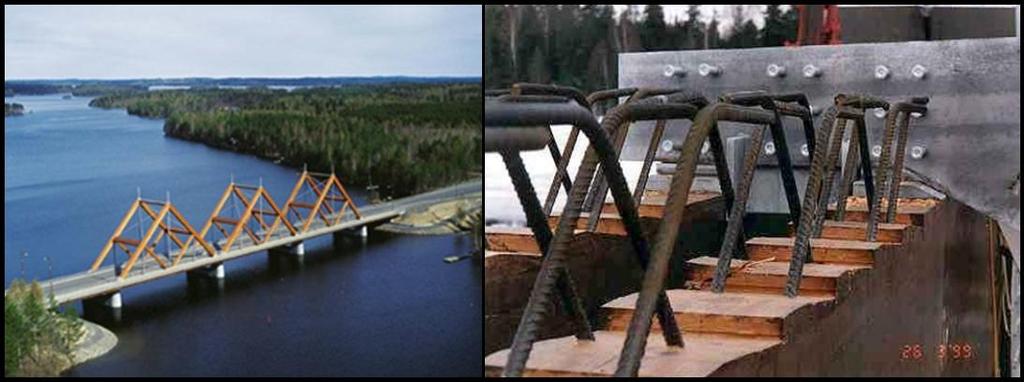 Materiaaleina sillassa on käytetty teräsbetonia, liimapuupalkkeja sekä terästä eli silta voidaan luokitella myös ns. yhdistelmärakenteeksi.