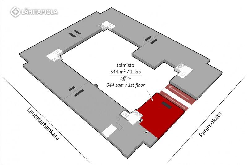 Toimisto 344 m² / 1. krs.