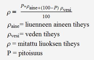 Tehtävä 10 Montako moolia on 200 g:ssa puhdasta etanolia C2H5OH? Liuoksen konsentraatio eli väkevyys mol/l Tehtävä 11 (liuoksen konsentraatio) a) 500 ml:aan vettä liuotetaan 20 g ruokasuolaa.