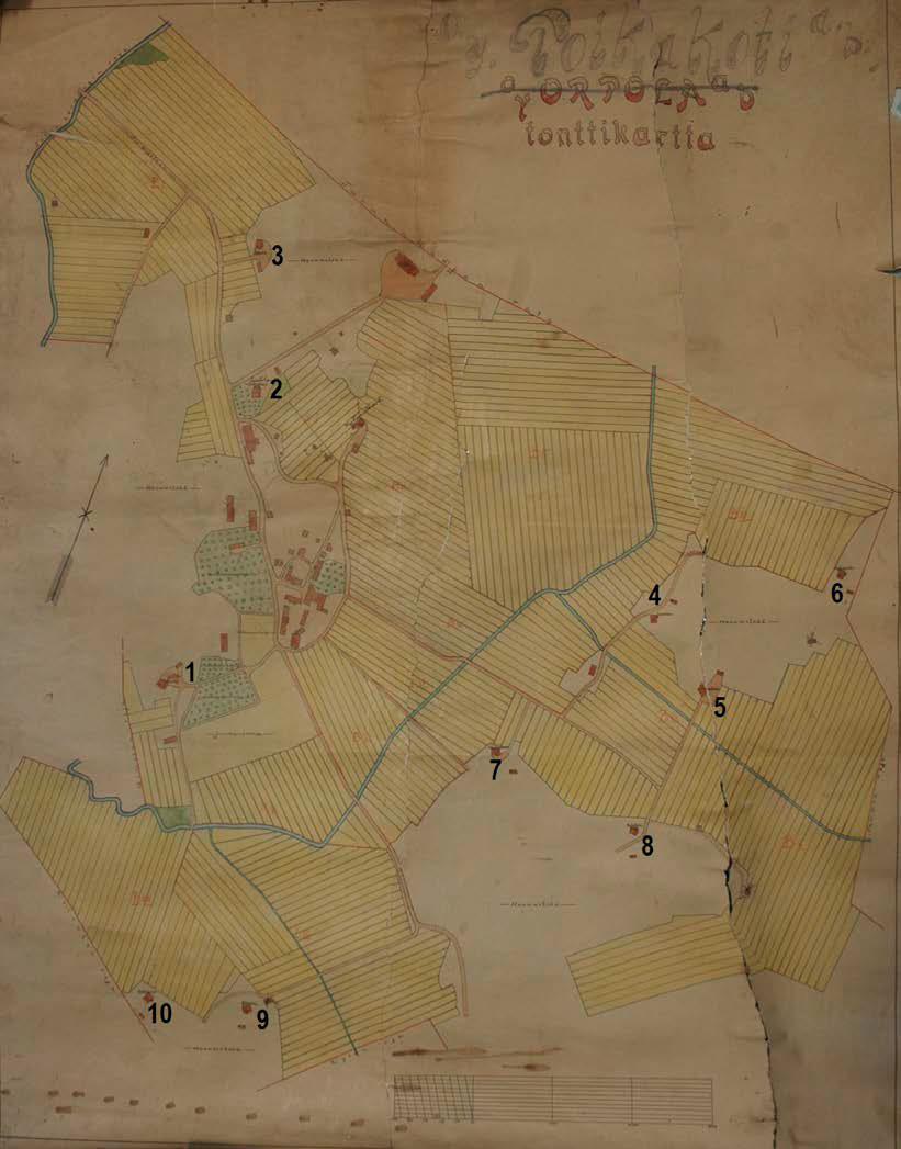 10 Lausteen poikakodin tonttikartta, mitä luultavimmin 1920-luvulta.