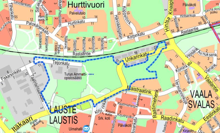 2 1.2 Kaava-alueen sijainti Alueen sijainti opaskartalla. Kiinteistöliikelaitos Asemakaavanmuutos laaditaan kartassa rajauksella osoitetulle alueelle.
