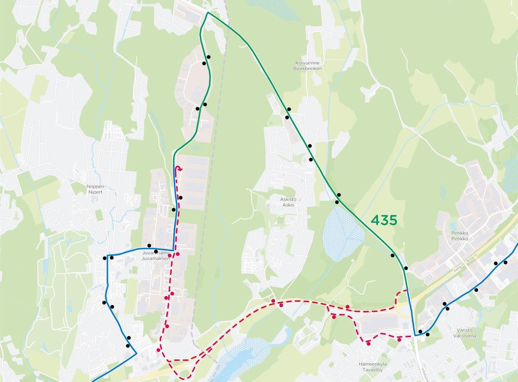 kiertoliittymä, jonka kautta ajoneuvoliikenne pääsee Juvanmalmintielle myös Vihdintien suunnasta.