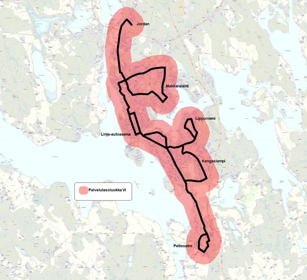 Iisalmen paikallisliikenteen palvelutaso Iisalmen kahta paikallisliikenteen linjaa ajetaan arkisin noin kello 6:30-17:30 välisenä aikana. Vuoroväli on melko säännöllinen 60 minuuttia.