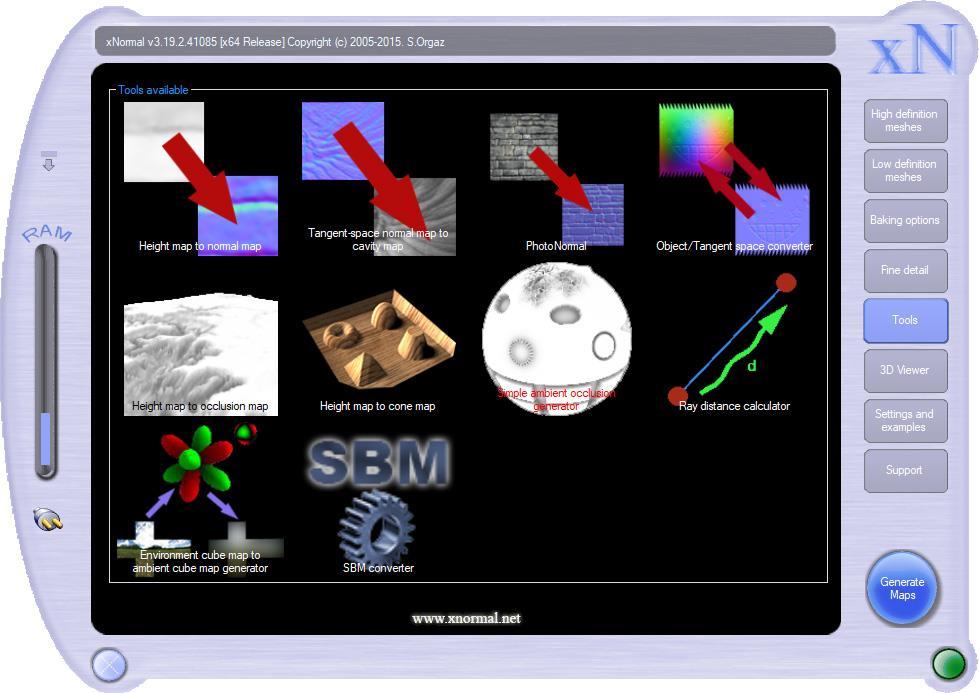 72 8.6 XNormal XNormal on Santiago Orgazin kehittämä suosittu ja laajasti käytössä oleva ohjelma, jonka avulla korkearesoluutioisen 3D-mallin pinnasta pystytään generoimaan normaalikarttoja.