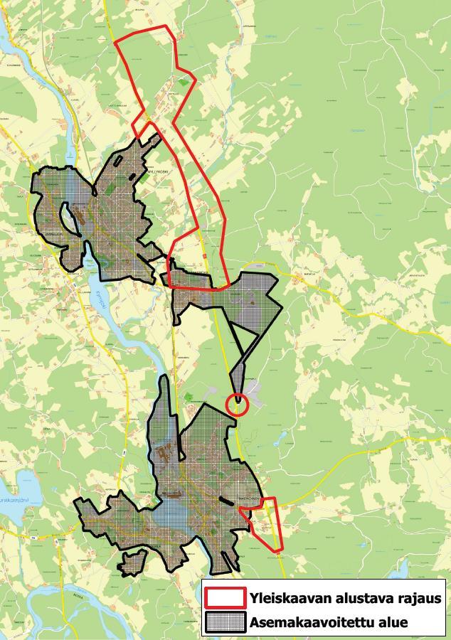 Anjalankosken taajamayleiskaava on tyypiltään yleispiirteinen aluevarausyleiskaava. Kuva 2.
