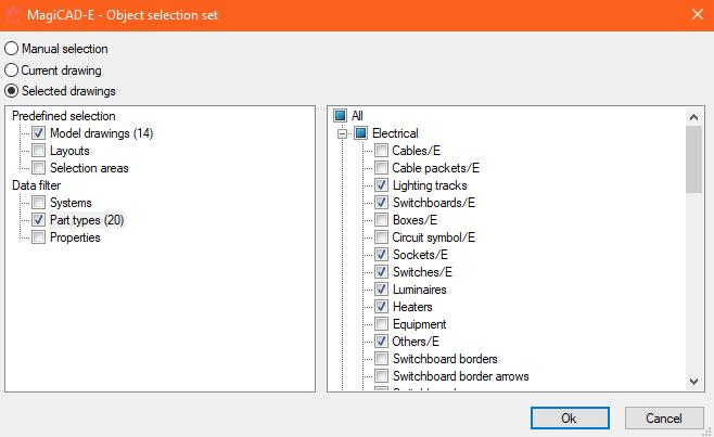 35 Kuva 39. IFC-työkalun Object Selection ikkuna. Object Selection valikosta voidaan valita hyvin tarkkaan, mitä IFC-malliin halutaan viedä.