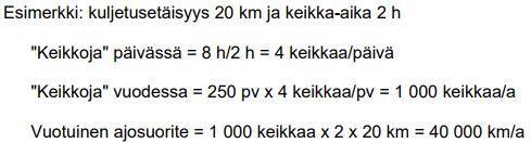 22 teissa voidaan määritellä vuodessa olevan viiden päivän työviikoilla 250. Jos taas ajetaan kuutena päivänä viikossa, sama luku on vastaavasti 300.