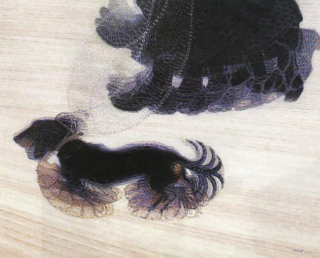 KUVA 30 Giacomo Balla: Talutettavan koiran dynamiikka. Öljy kankaalle, 95.6 x 115.6 cm, 1912.
