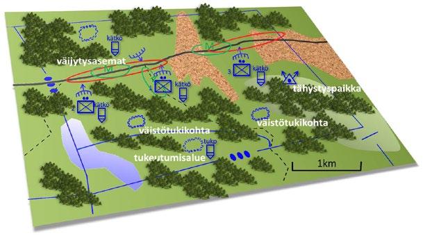 131 Toimintaa tehostettaessa joukkue toteuttaa sille annettuja valmistautumistehtäviä jotka voivat liittyä omien joukkojen vastahyökkäyksen tukemiseen.