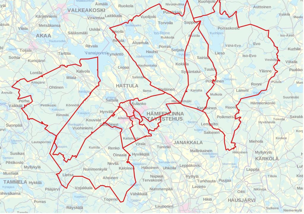 Väestön kehitys tilastoalueittain 2002-2016 Pohjoinen kantakaupunki Hauho Itäinen kantakaupunki Lammi