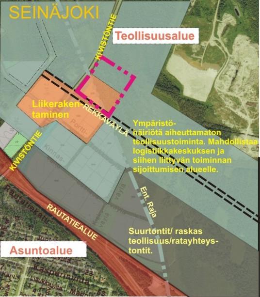 3. LÄHTÖKOHDAT 4 3.1 Selvitys suunnittelualueen oloista 3.1.1 Alueen yleiskuvaus Asemakaava-alue sijaitsee Seinäjoen pääradan pohjoispuolella (500m) ja Kivistöntien kaakon puolella tien välittömässä läheisyydessä.