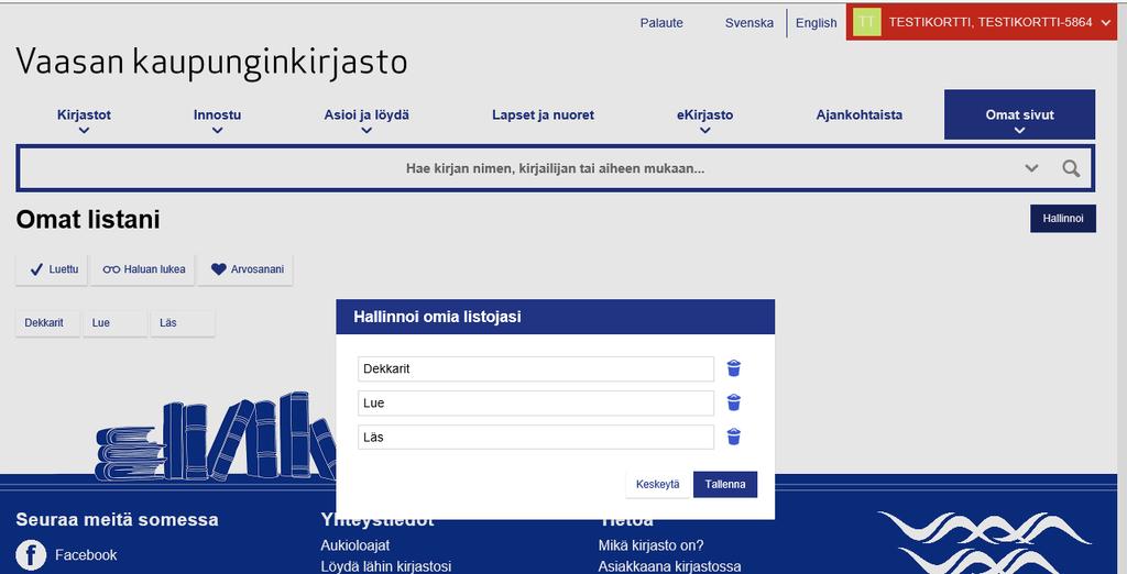 listoja Hallinnoi-linkin avulla.