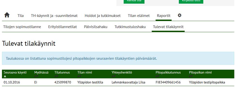 Voimassa olevan terveystodistuksen voi tulostaa: Raportteja hoitavalle eläinlääkäreille sekä